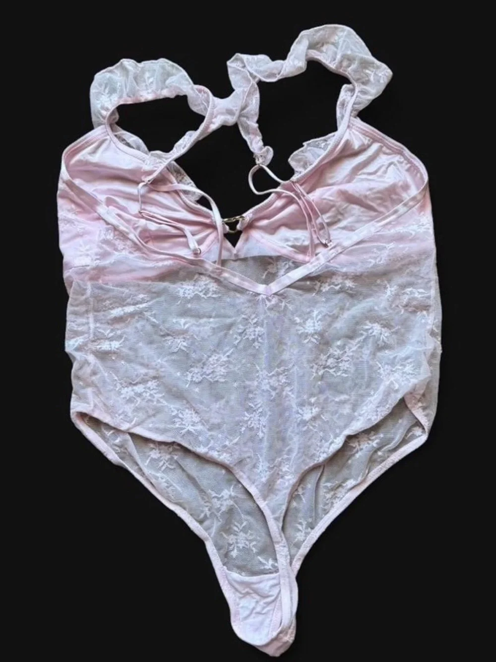 Baby Pink Lace Bodysuit Lingerie Size XL - Picture 2 of 4